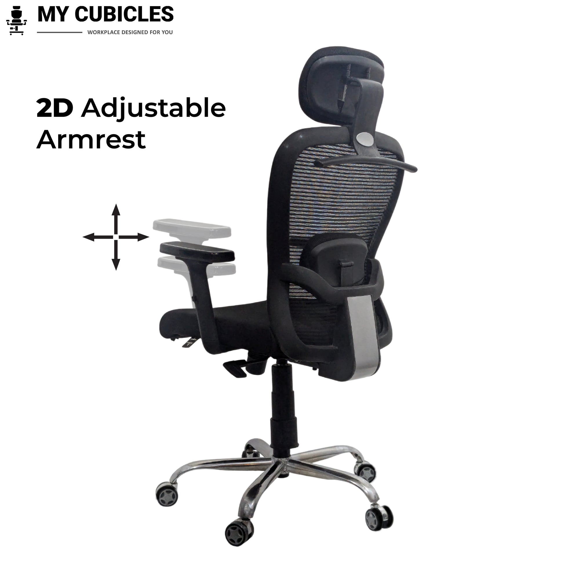 Black office chair with adjustable armrest