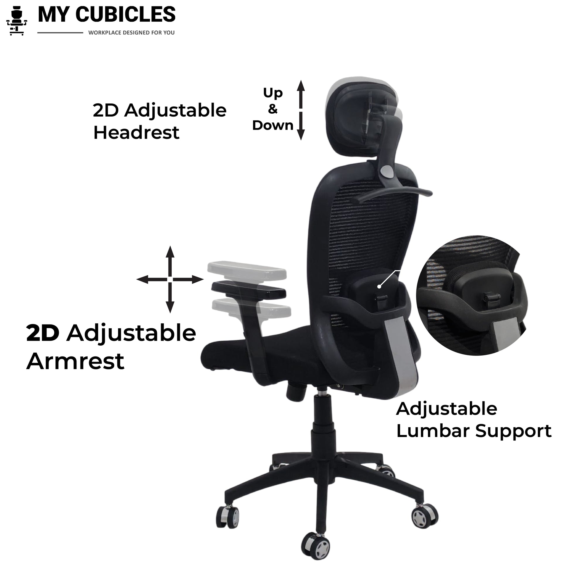 Black office chair with adjustable features