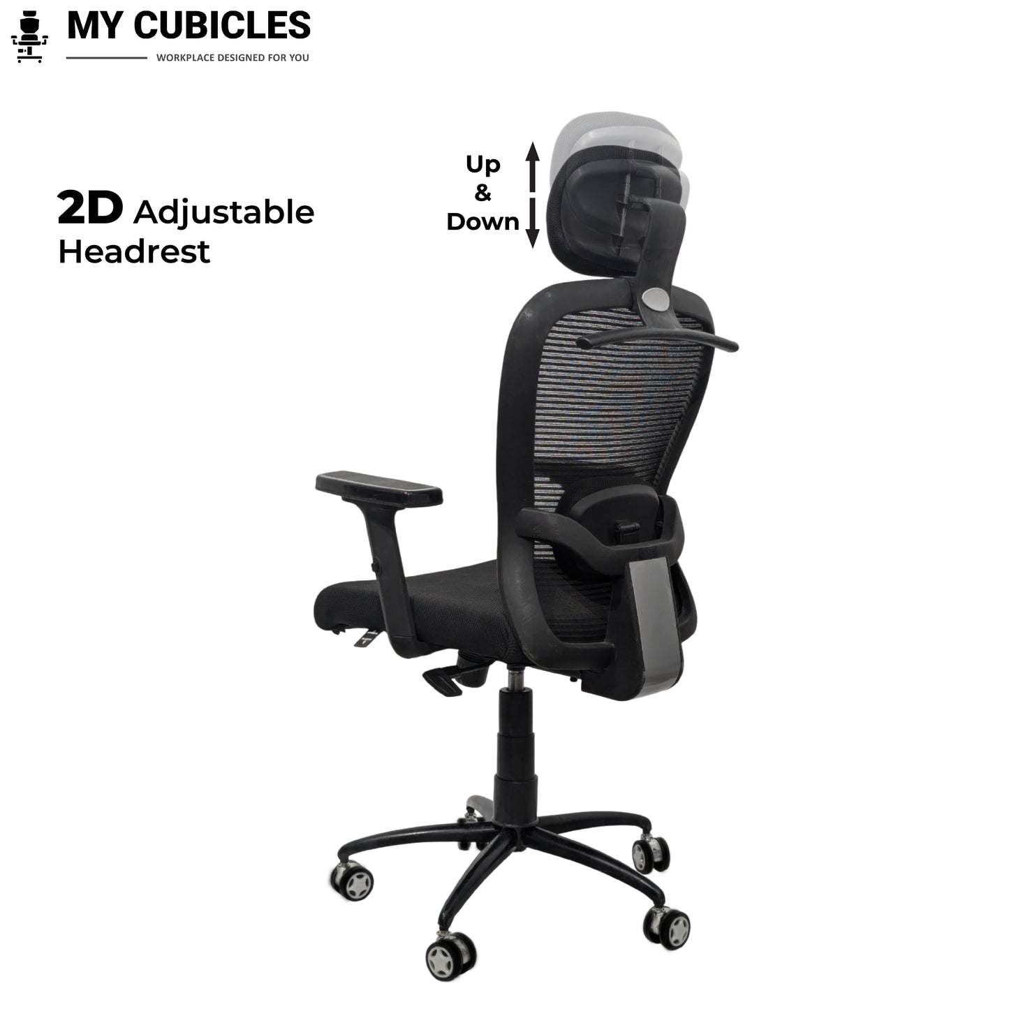 Black office chair with adjustable headrest 