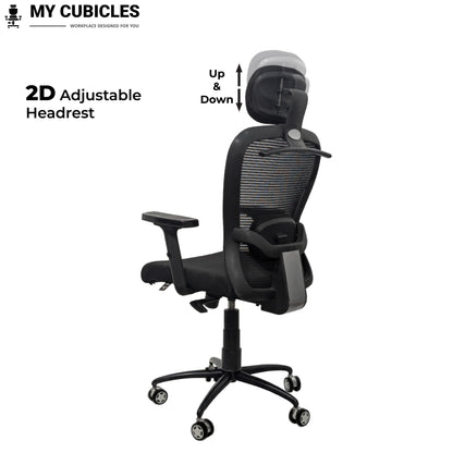 Black office chair with adjustable headrest 