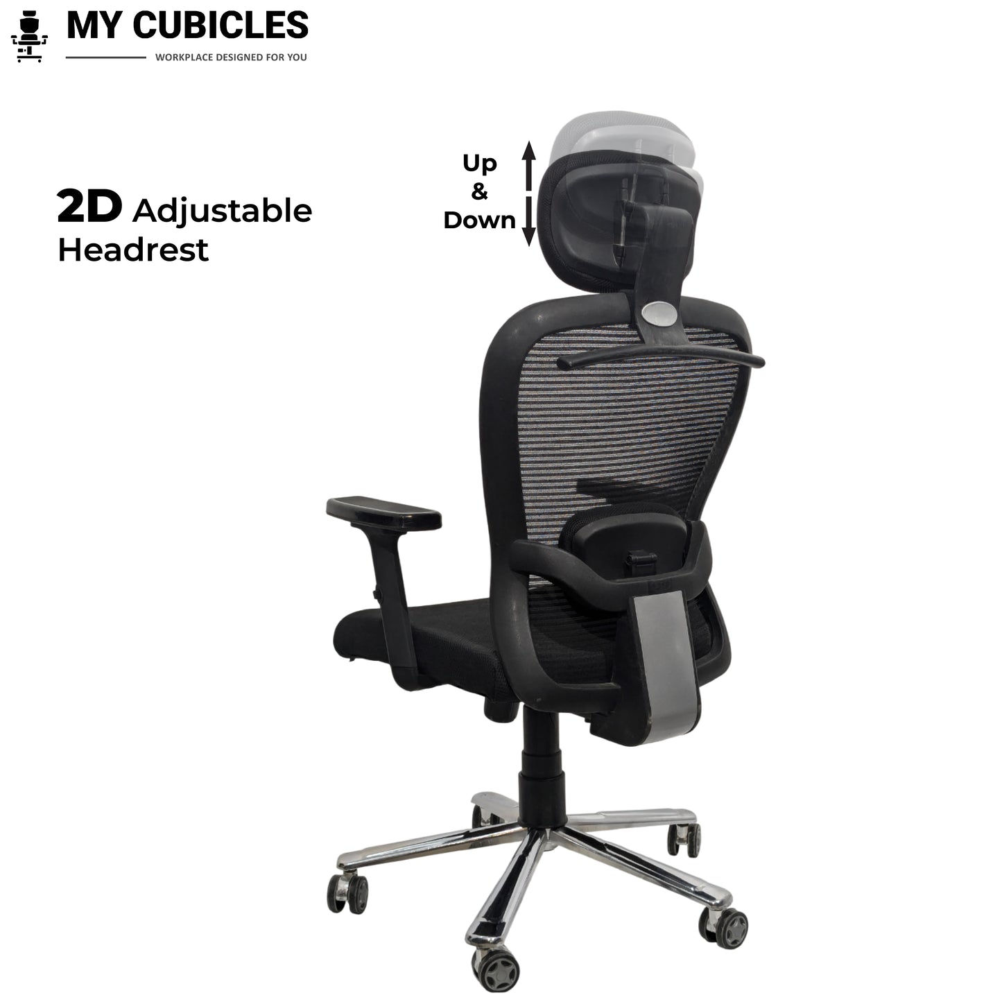 Black office chair with adjustable headrest