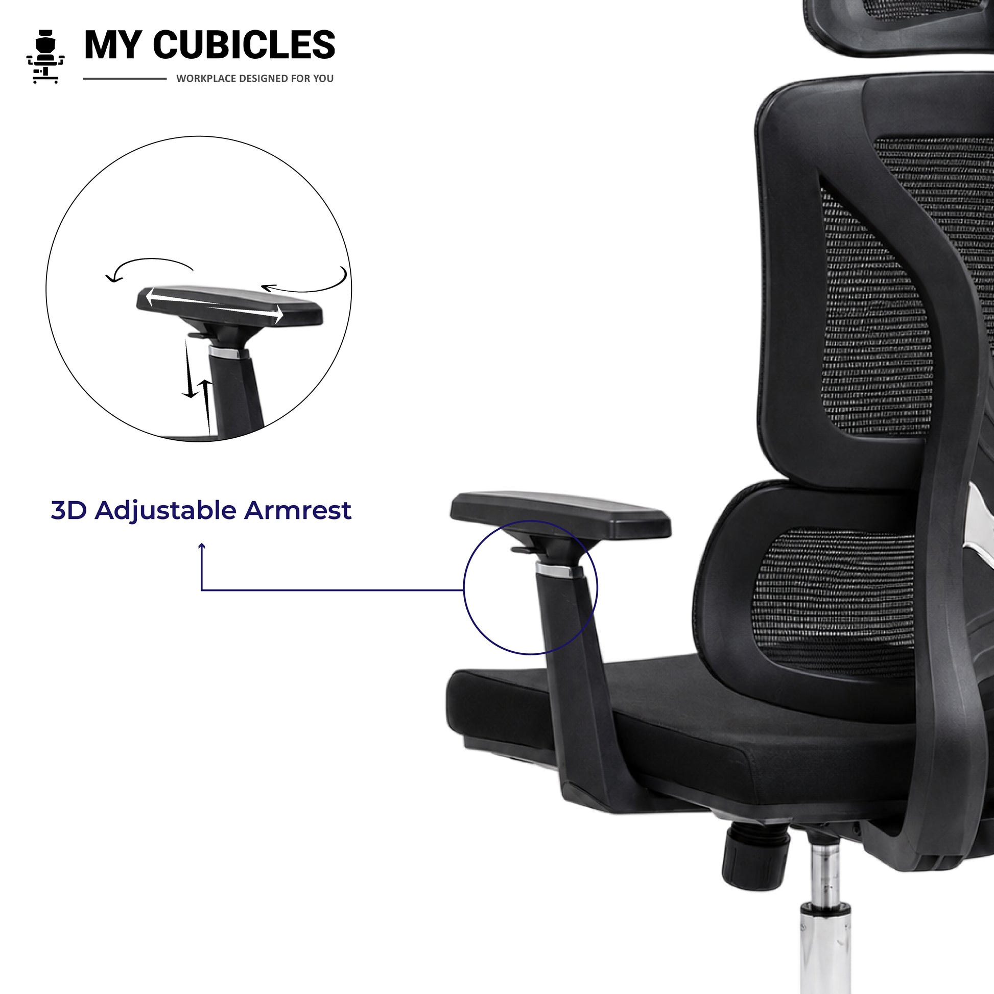 Ergo Gladiator Ergonomic Executive Office Chair - Adjustable Armrest View