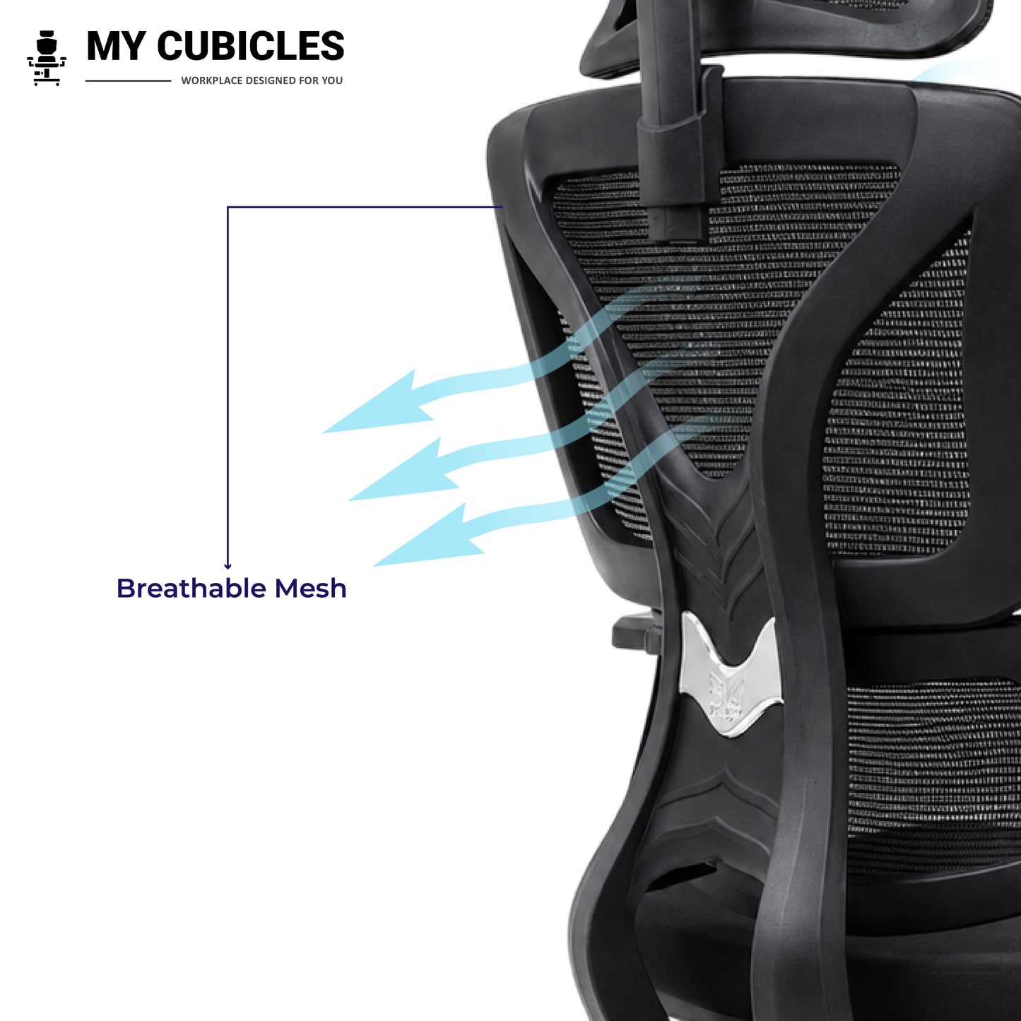 Ergo Gladiator Ergonomic Executive Office Chair - Breathable Mesh Back View