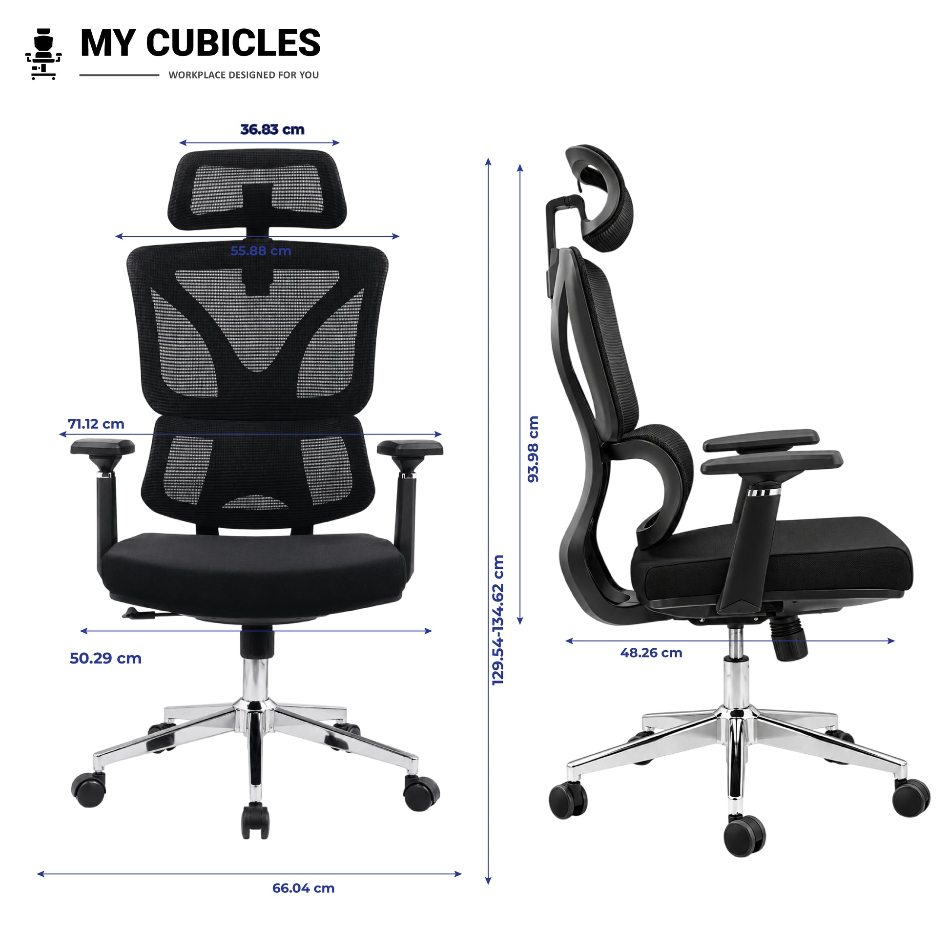 Ergo Gladiator Ergonomic Executive Office Chair - Dimension View