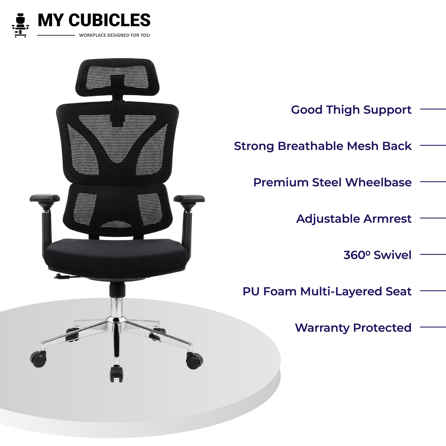 Ergo Gladiator Ergonomic Executive Office Chair - Ergonomic Features View