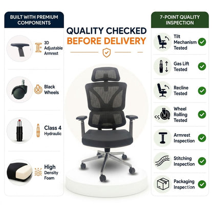 Ergo Gladiator Executive Office Chair with Head Rest Quality  Checked Image