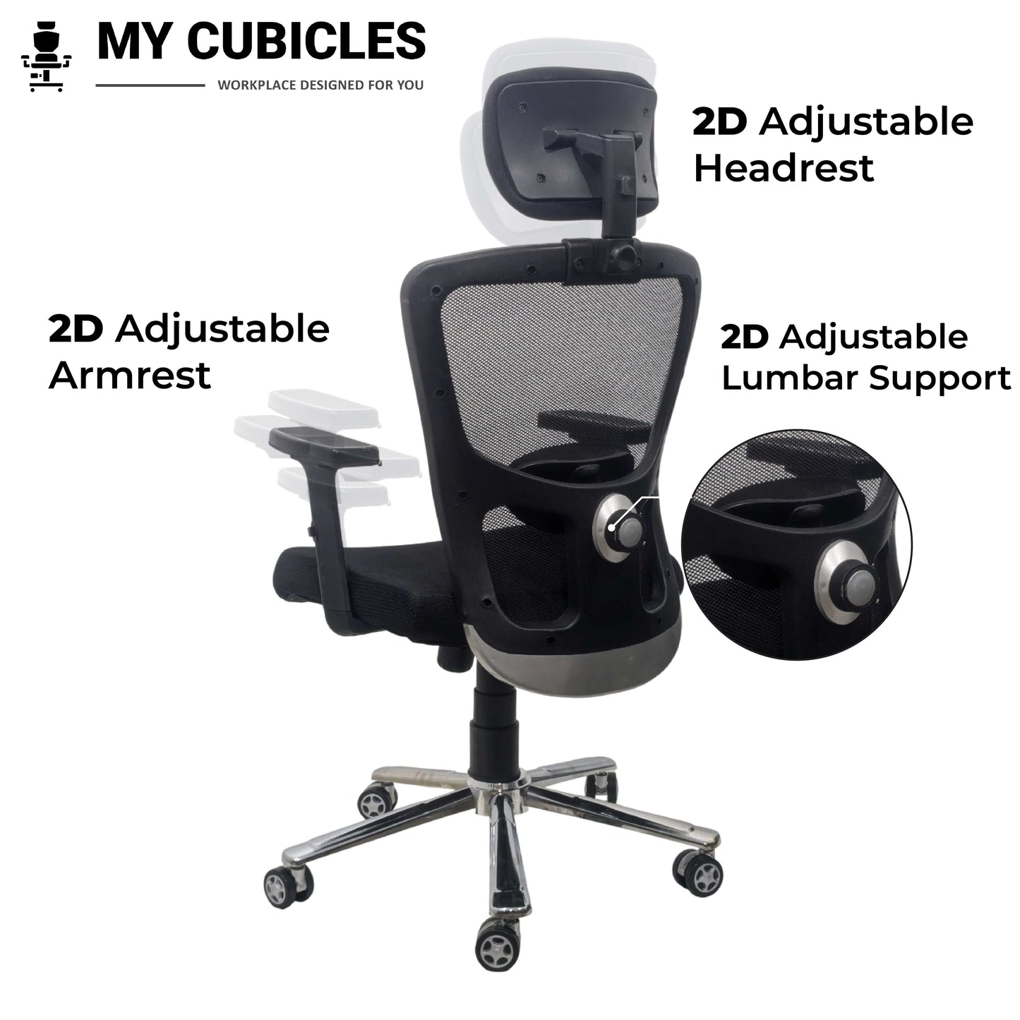Jazz High Back Office Chair with Adjustable Armrest, Lumbar Support and Headrest