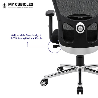 Jazz High Back Ergonomic Office Chair with Scorpio Base - Adjustable Seat Height View