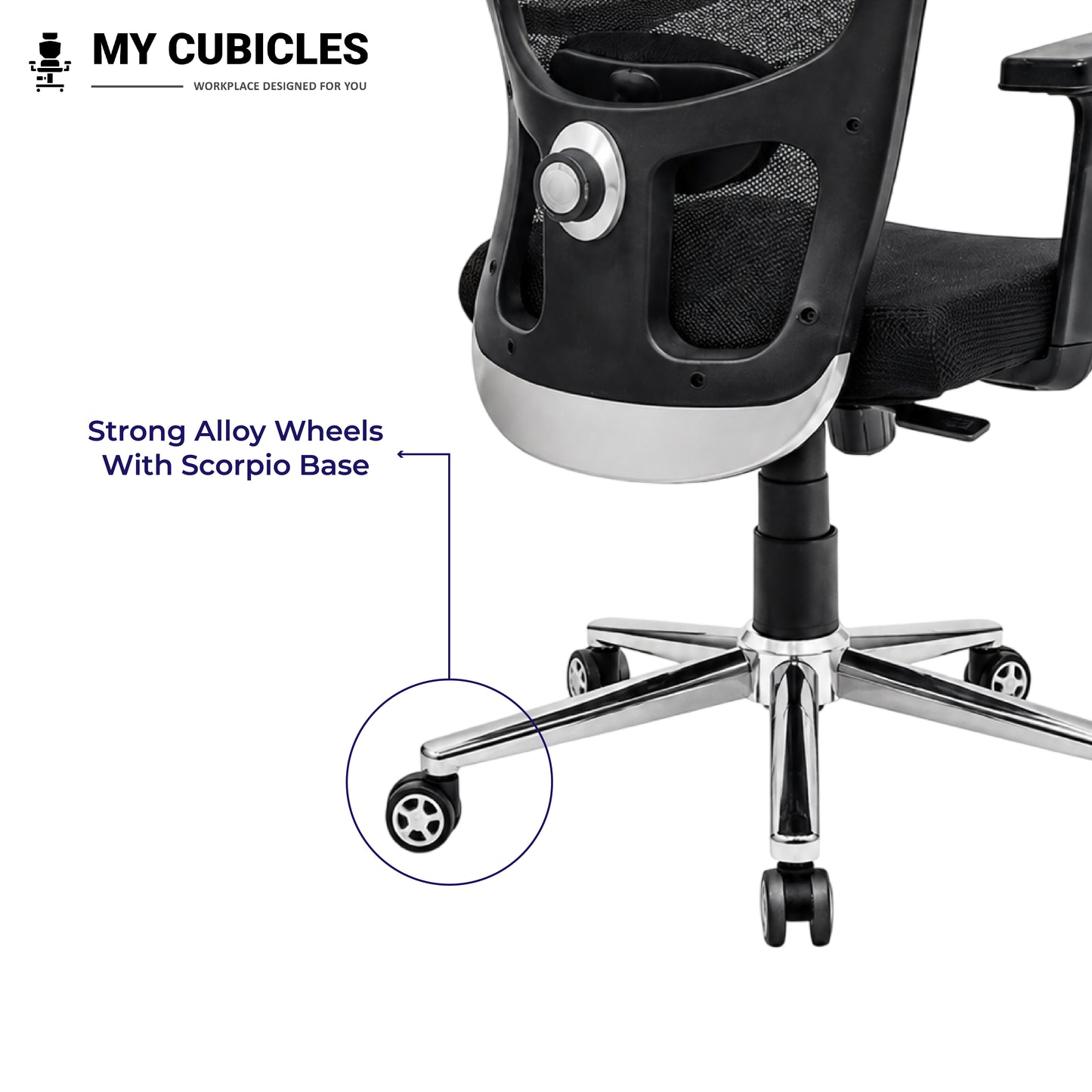 Jazz High Back Ergonomic Office Chair with Scorpio Base - Allow Wheels View
