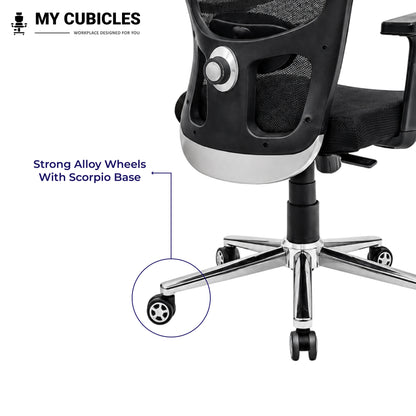 Jazz High Back Ergonomic Office Chair with Scorpio Base - Allow Wheels View