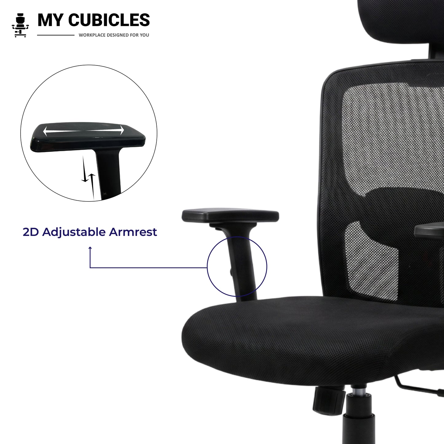 Jazz High Back Ergonomic Office Chair with Spider Base - Adjustable Armrest View