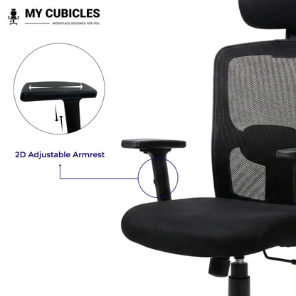 Jazz High Back Ergonomic Office Chair with Spider Base - Adjustable Armrest View