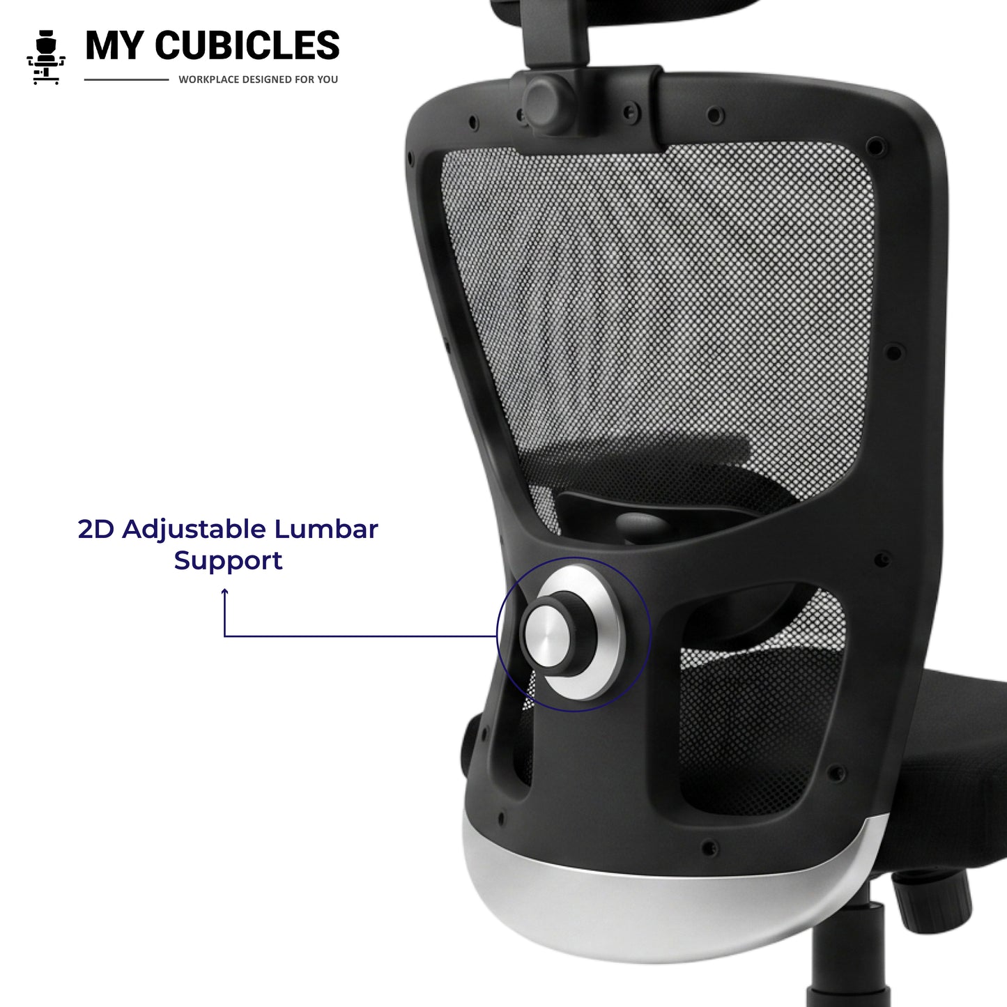 Jazz High Back Ergonomic Office Chair with Spider Base - Adjustable Lumbar Support View