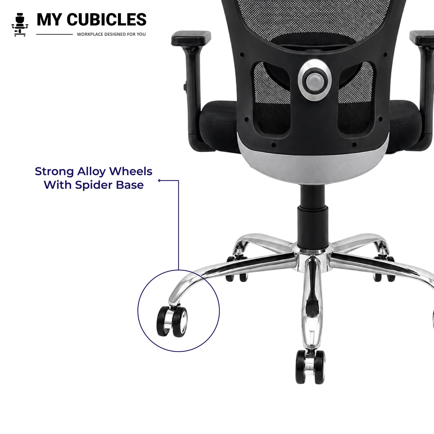 Jazz High Back Ergonomic Office Chair with Spider Base - Alloy Wheels View