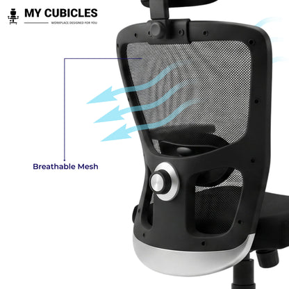 Jazz High Back Ergonomic Office Chair with Spider Base - Breathable Mesh Back View