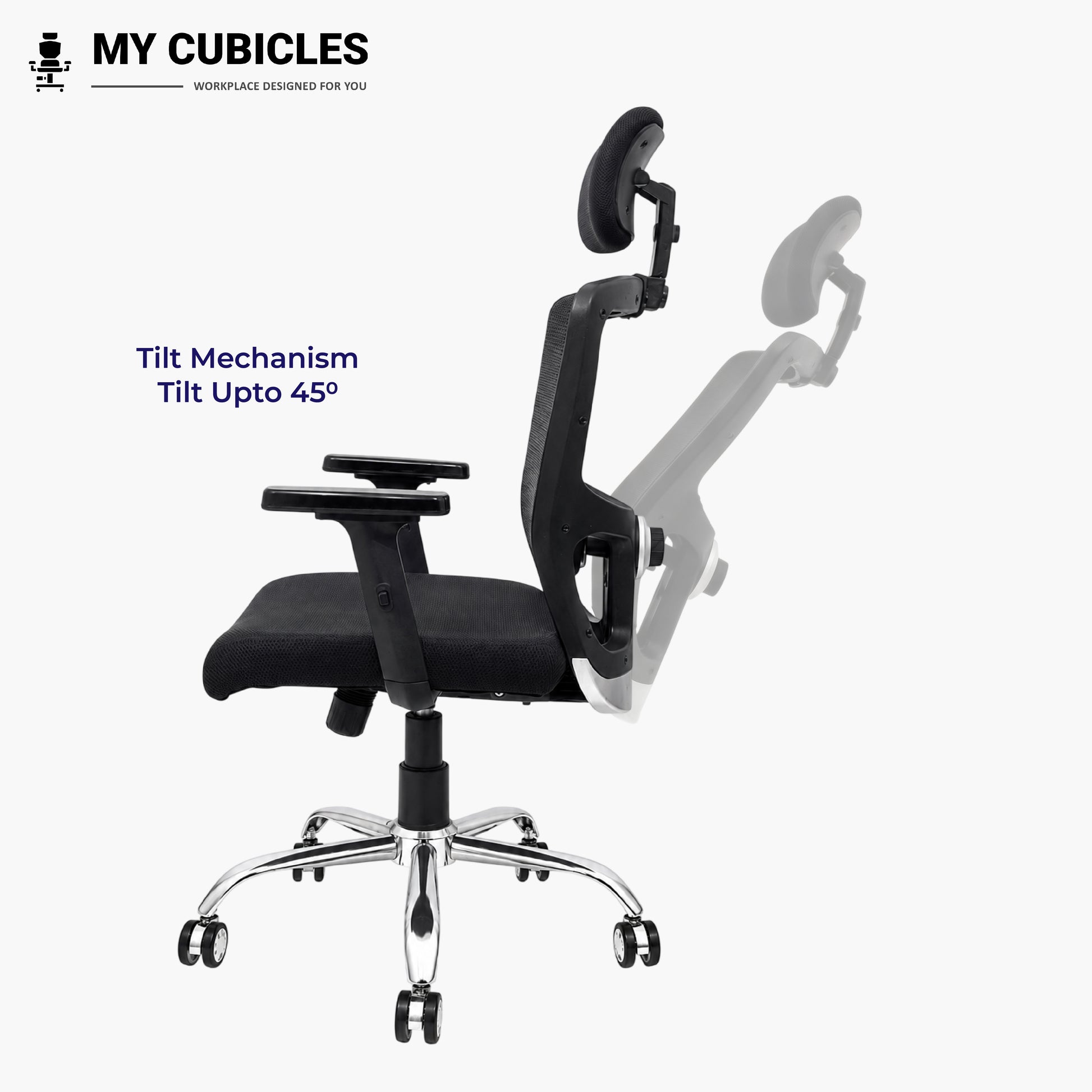 Jazz High Back Ergonomic Office Chair with Spider Base - Tilt Mechanism View
