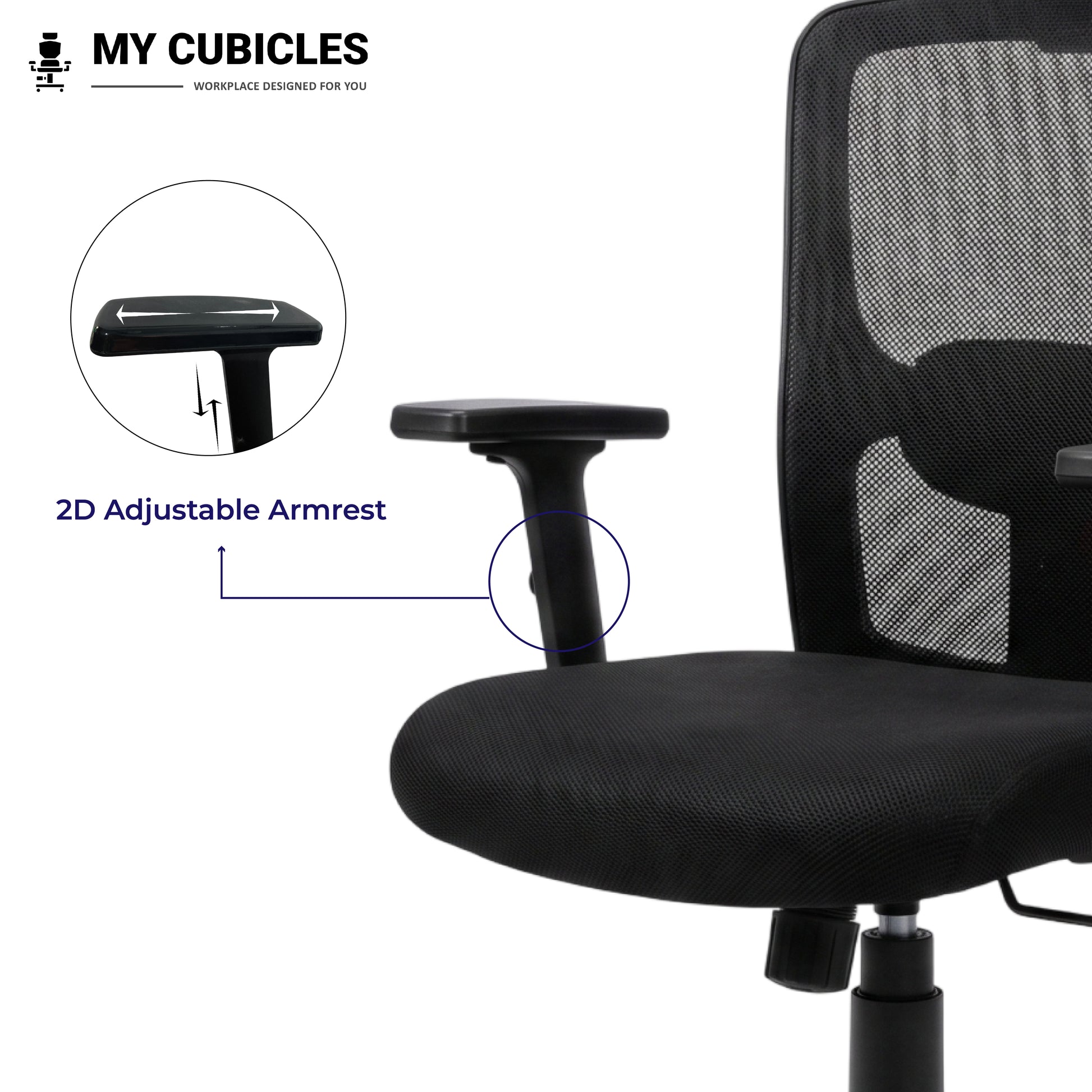 Jazz Low Back Office & Study Chair with Scorpio Base - Adjustable Armrest View