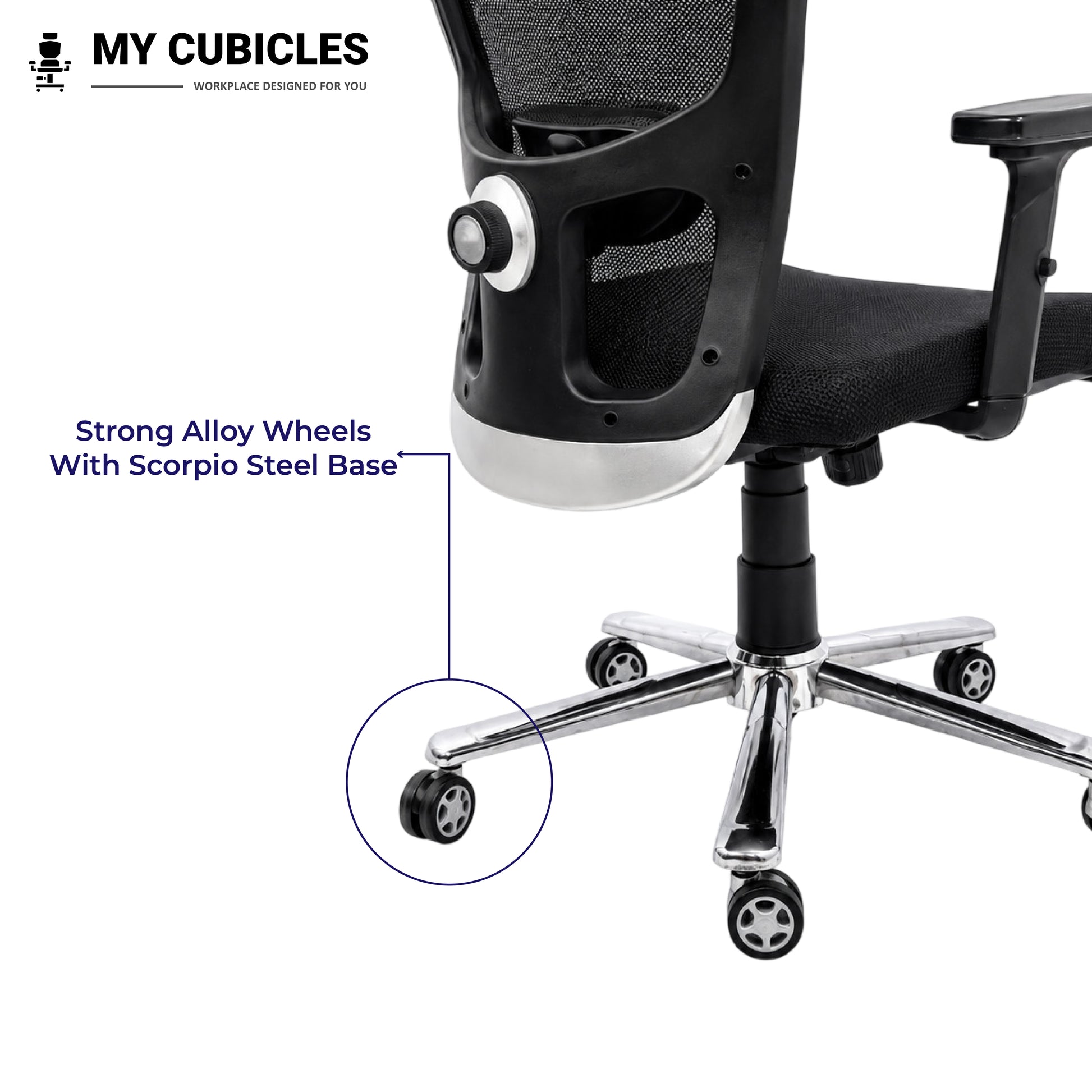 Jazz Low Back Office & Study Chair with Scorpio Base - Alloy Wheels View