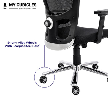 Jazz Low Back Office & Study Chair with Scorpio Base - Alloy Wheels View