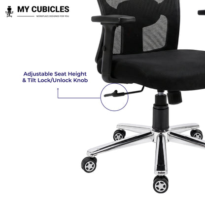 Jazz Low Back Office & Study Chair with Scorpio Base - Adjustable Seat Height View