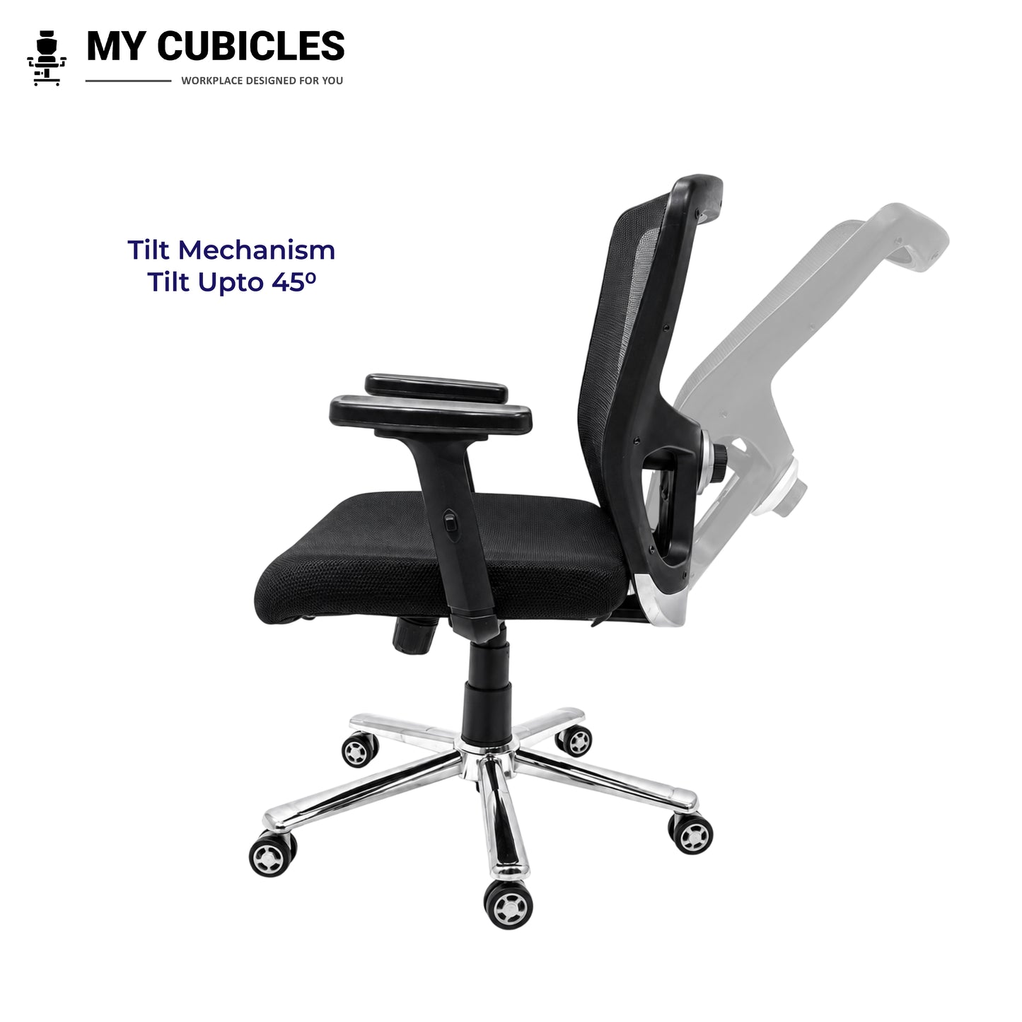 Jazz Low Back Office & Study Chair with Scorpio Base - Tilt Mechanism View