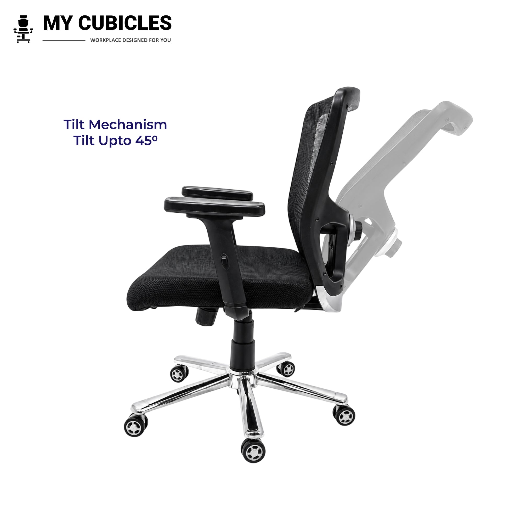Jazz Low Back Office & Study Chair with Scorpio Base - Tilt Mechanism View