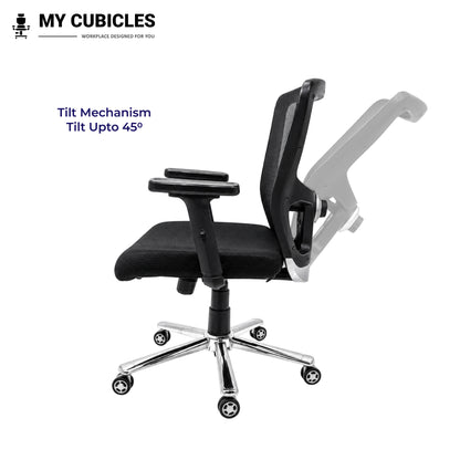 Jazz Low Back Office & Study Chair with Scorpio Base - Tilt Mechanism View