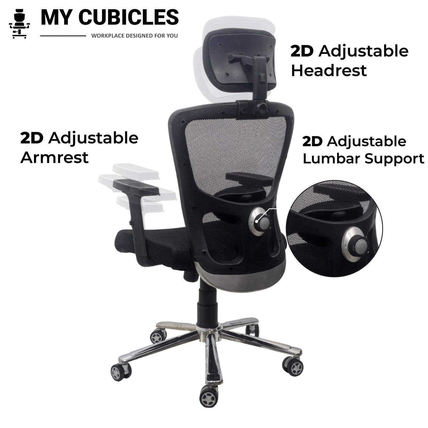 Jazz High Back Office Chair with Adjustable Armrest, Lumbar Support and Headrest