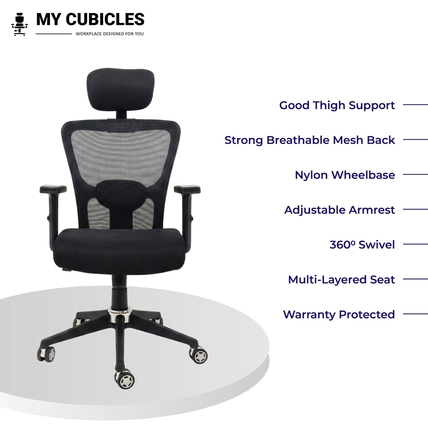 jazz high back office chair with nylon base - all features