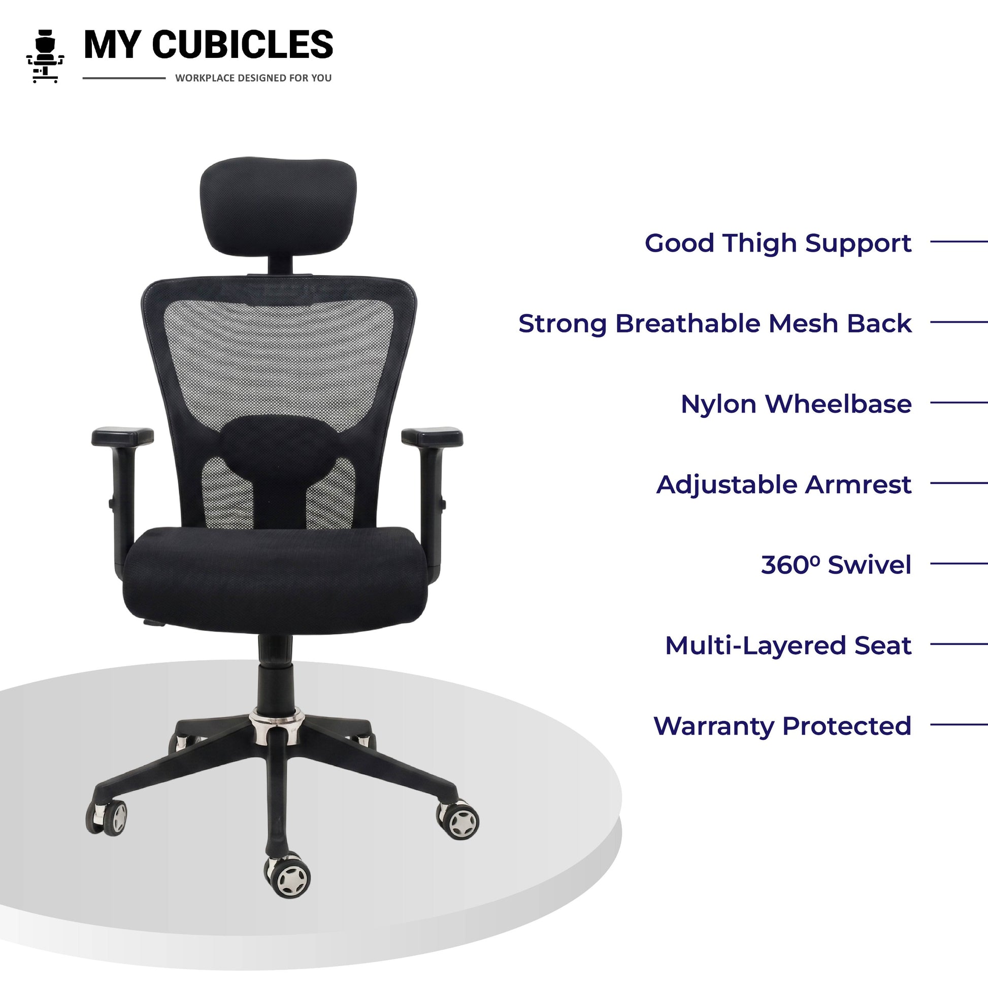 jazz high back office chair with nylon base - all features