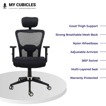 jazz high back office chair with nylon base - all features