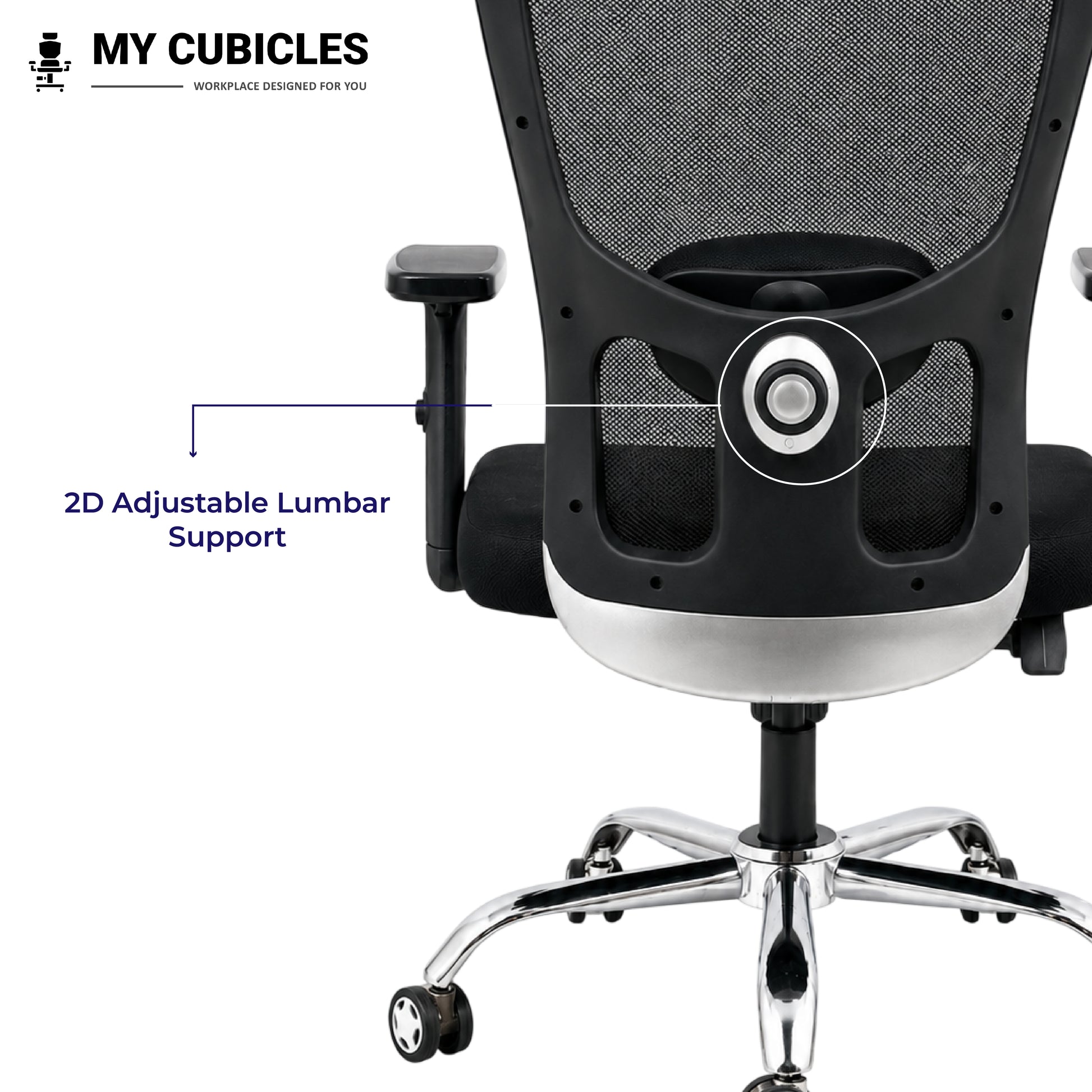 Jazz low back office and study chair - adjustable lumbar support view