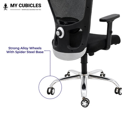 Jazz low back office and study chair - alloy wheels view