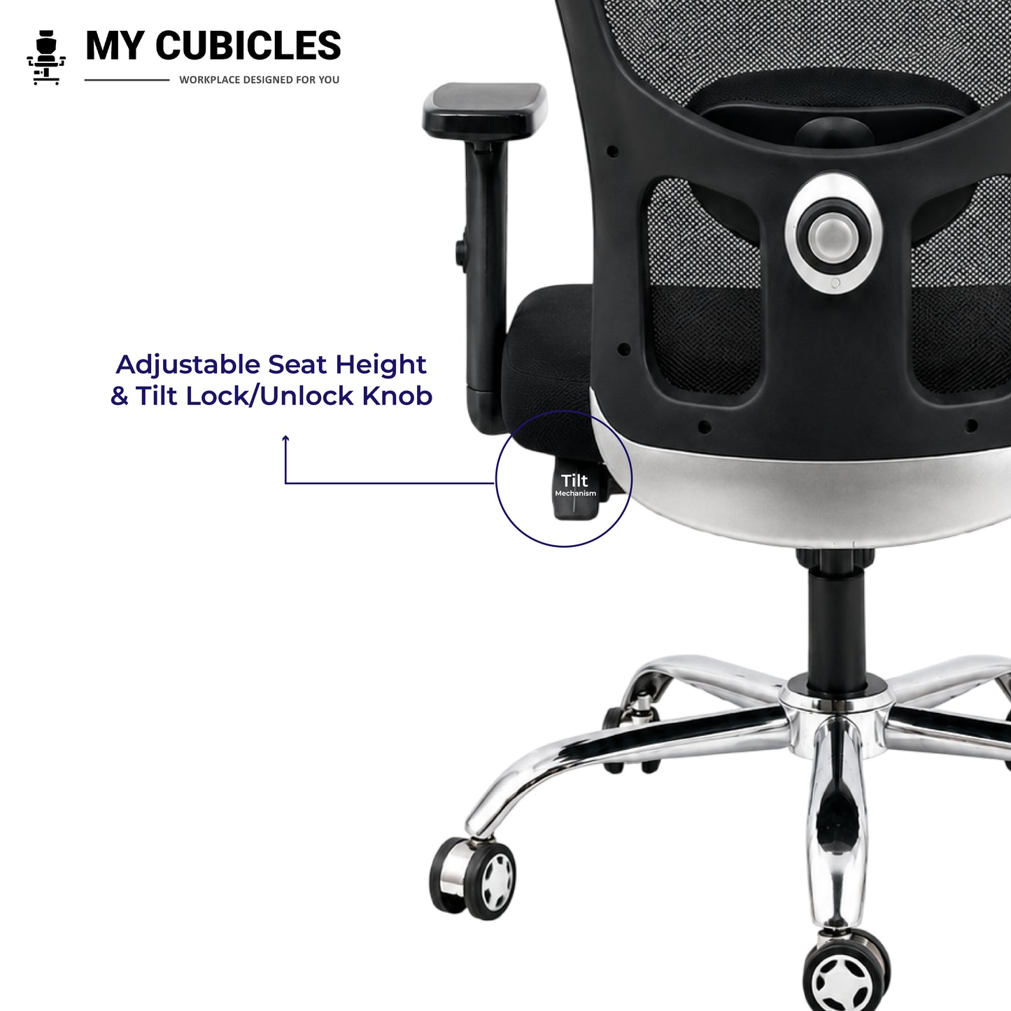 Jazz low back office and study chair - adjustable seat height view