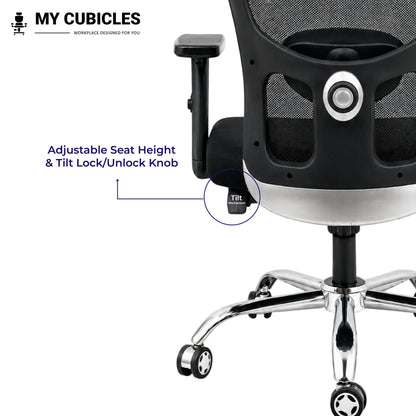 Jazz low back office and study chair - adjustable seat height view