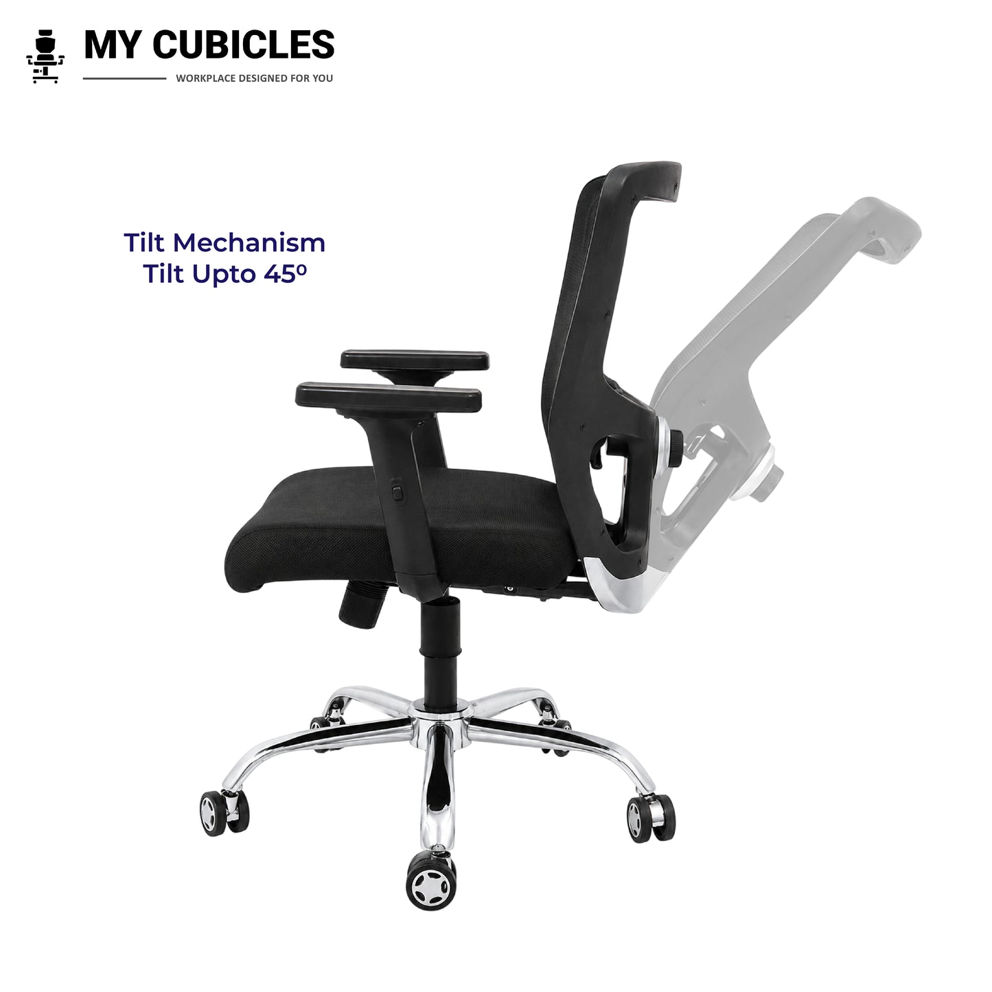 Jazz low back office and study chair - tilt mechanism view