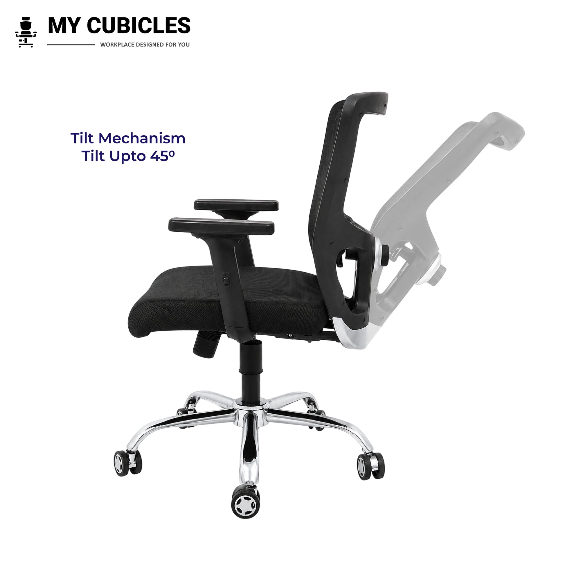 Jazz low back office and study chair - tilt mechanism view