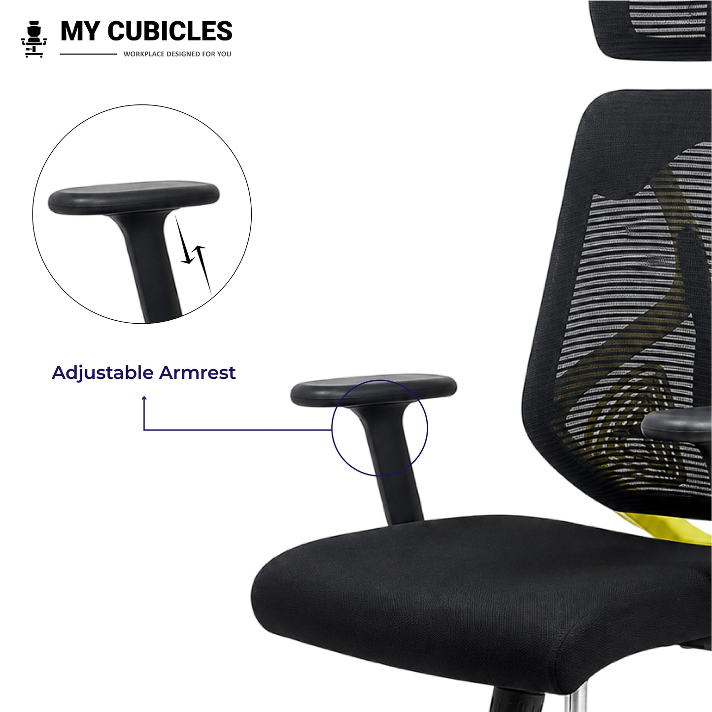 Lunar Black Office Computer Chair for Home - Adjustable Armrest View