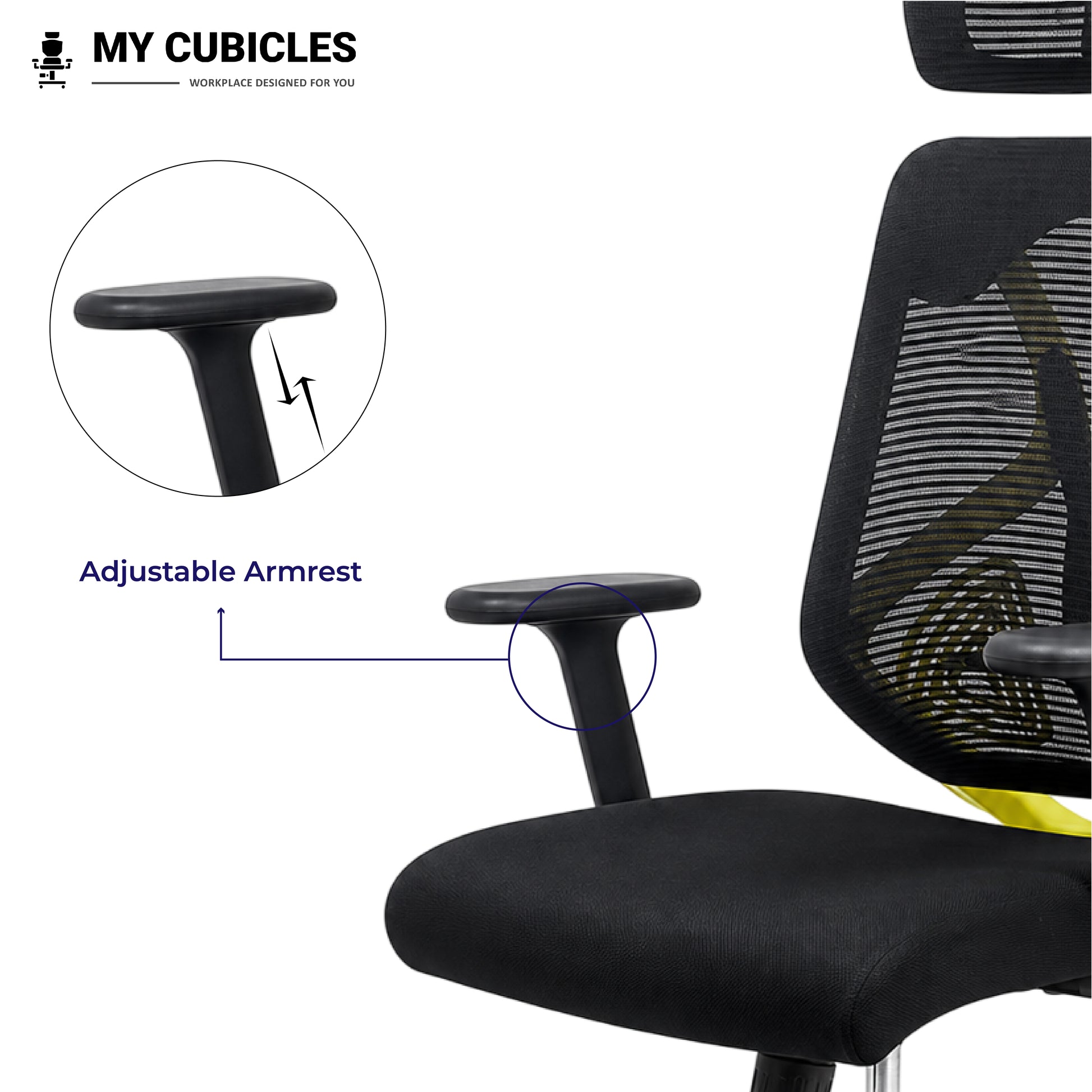 Lunar Black Office Computer Chair for Home - Adjustable Armrest View