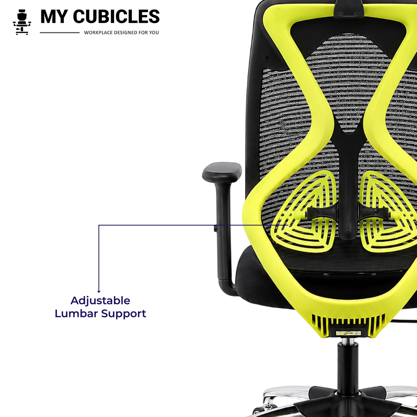 Lunar Black Office Computer Chair for Home - Adjustable Lumbar Support View