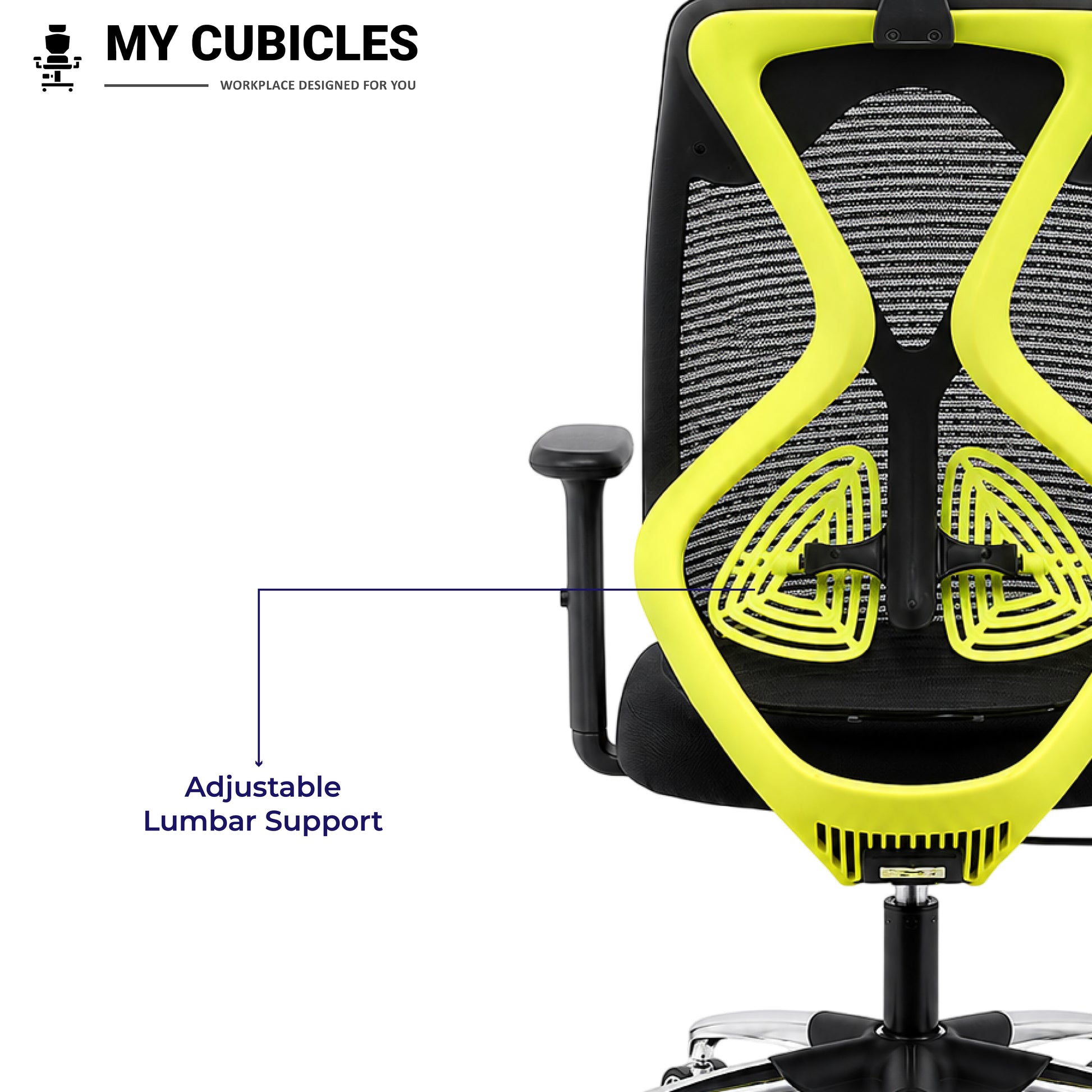 Lunar Black Office Computer Chair for Home - Adjustable Lumbar Support View