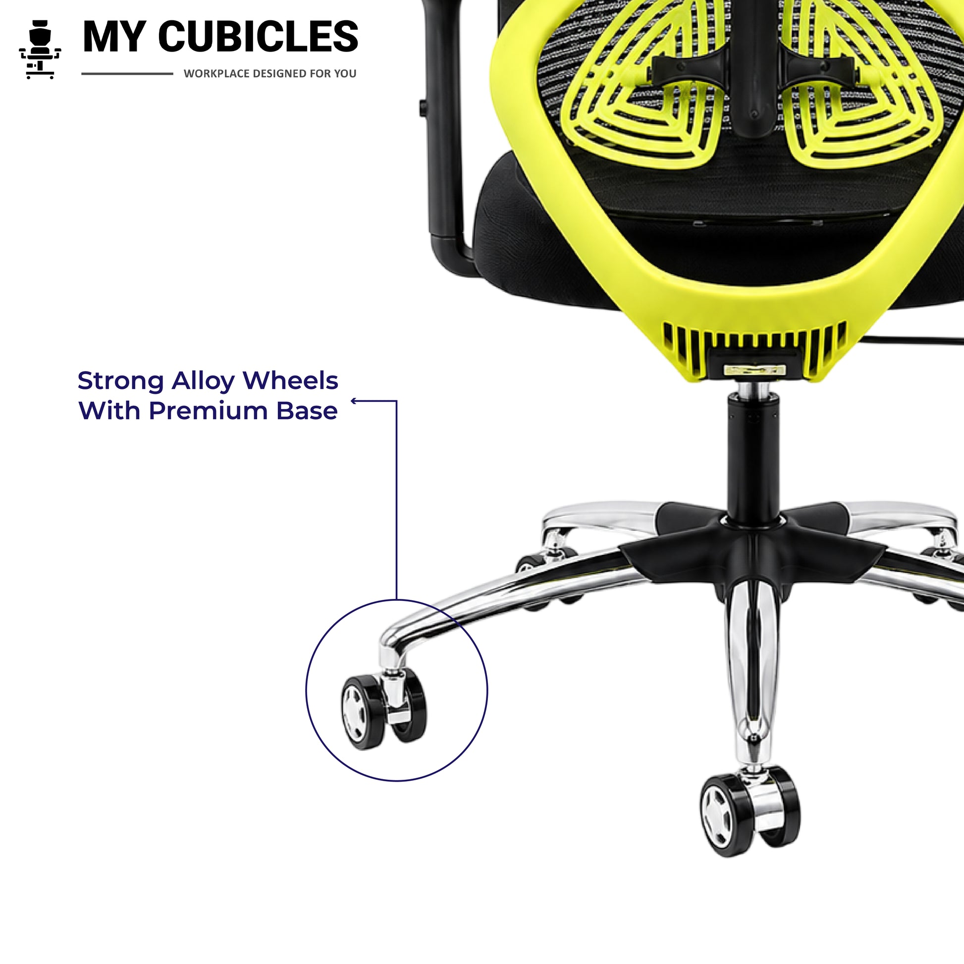 Lunar Black Office Computer Chair for Home - Alloy Wheels View
