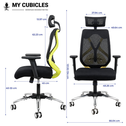 Lunar Black Office Computer Chair for Home - Dimension View
