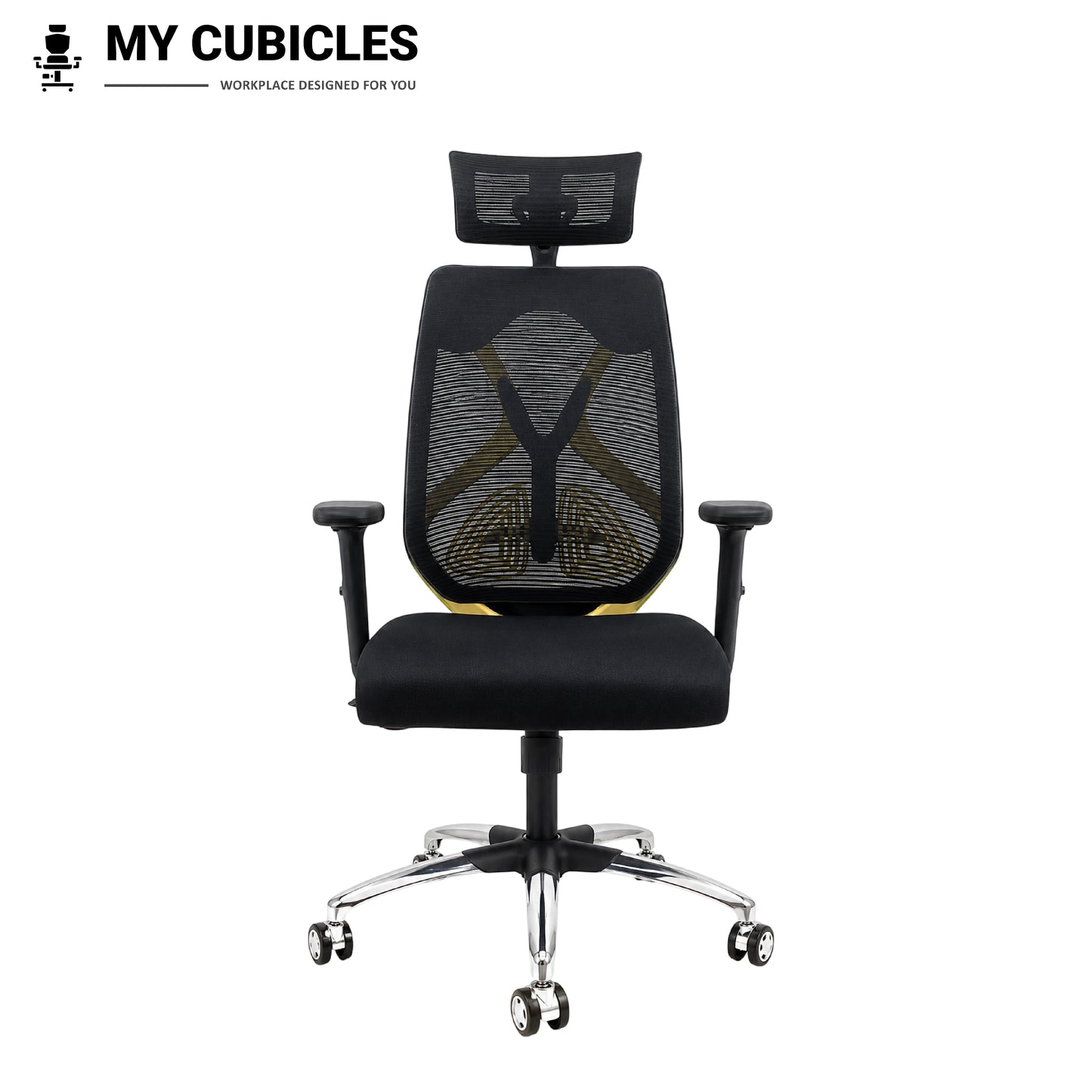 Lunar Black Office Computer Chair for Home - Front View