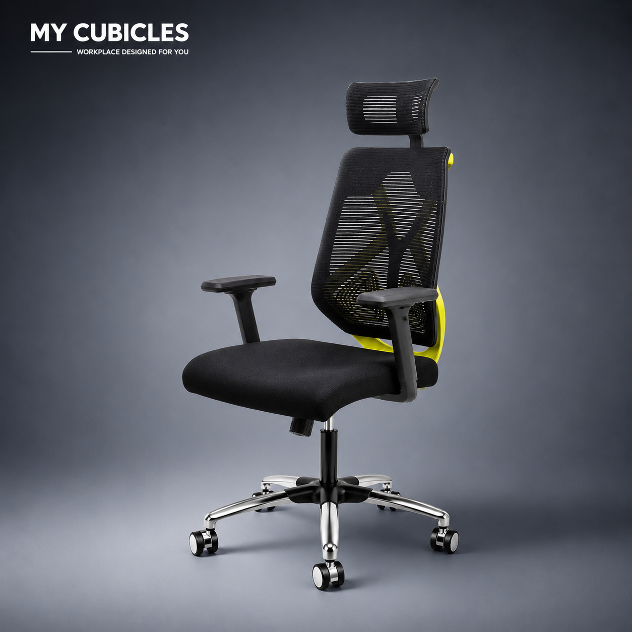 Lunar Fusion Black Mesh Headrest Office & Computer Chair