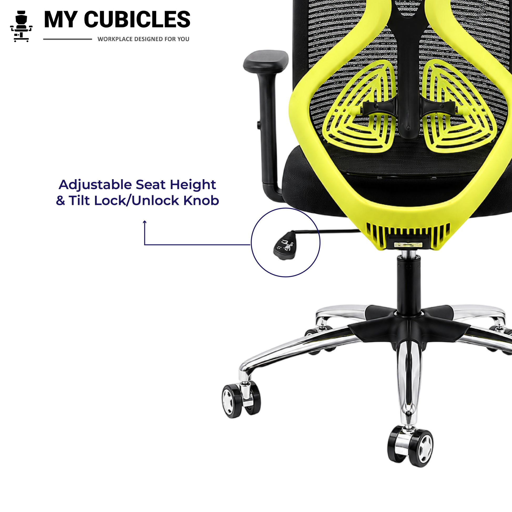 Lunar Black Office Computer Chair for Home - Adjustable Seat Height View