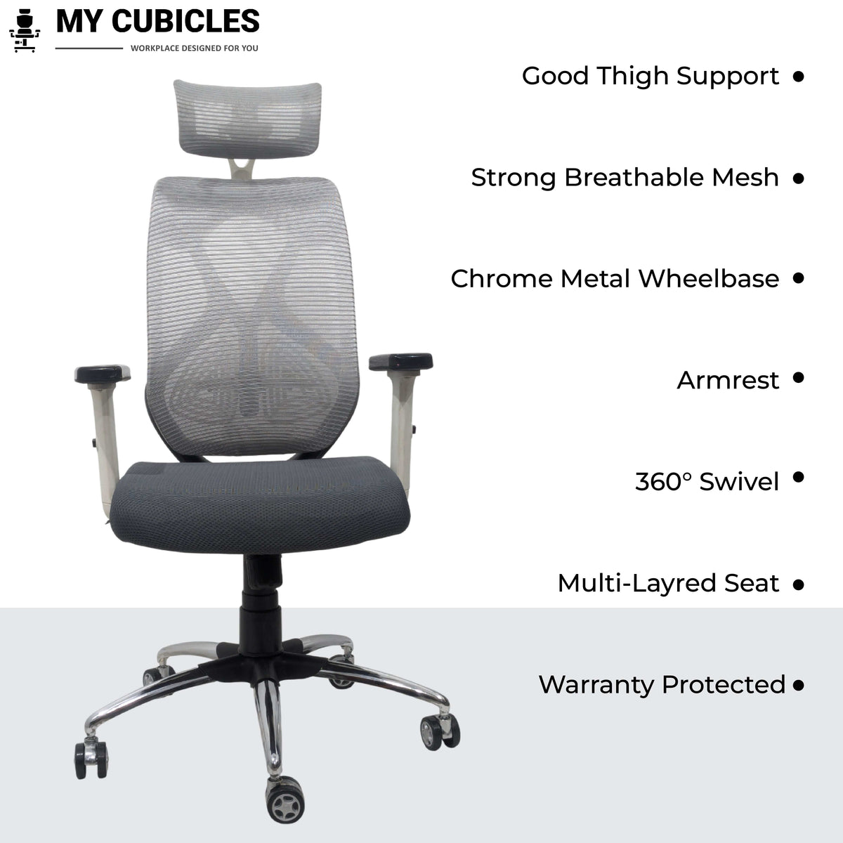 Lunar Fusion Mesh Headrest Executive Office Chair & Home Office Chair ...
