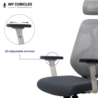 Lunar Grey Office Computer Chair for Home - Adjustable Armrest View