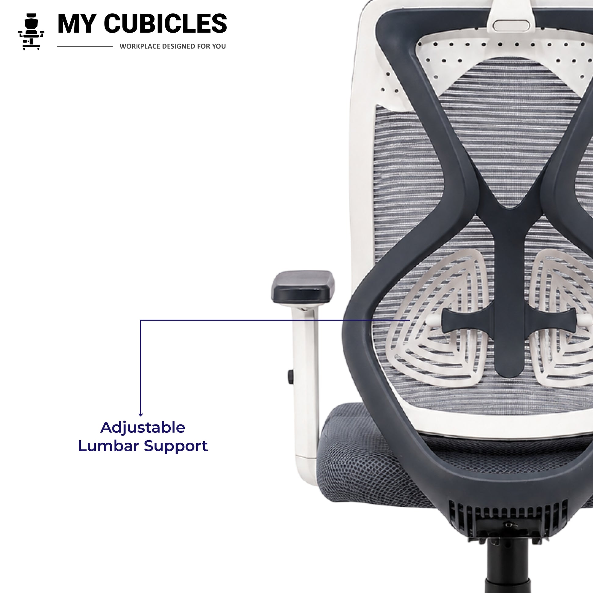 Lunar Grey Office Computer Chair for Home - Adjustable Lumbar Support View