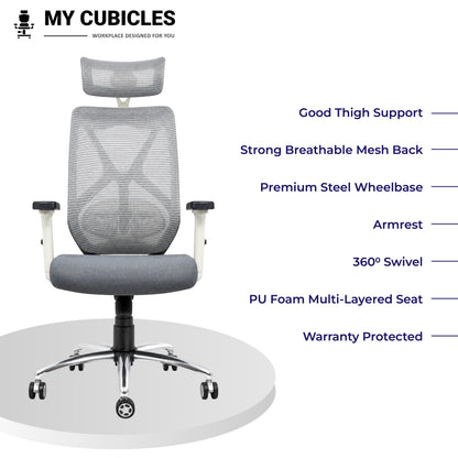 Lunar Grey Office Computer Chair for Home - All Features View